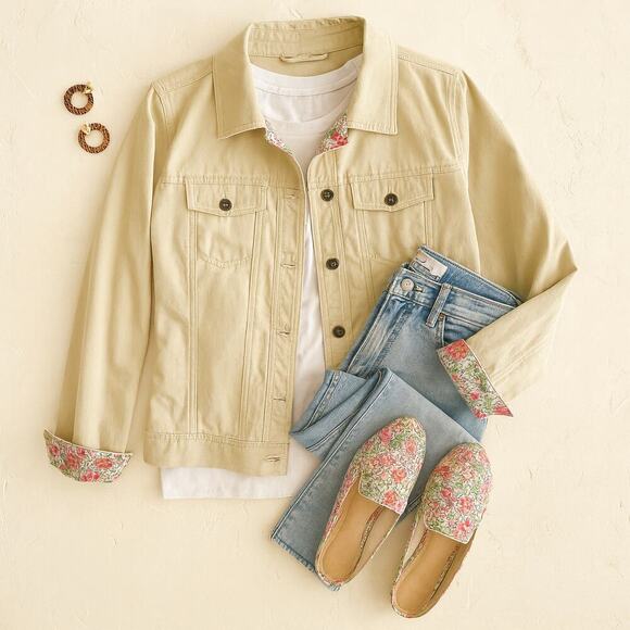 L.L. Bean Field Jacket Womenβs Small Cotton Khaki Casual Coastal Layering - Picture 2 of 14